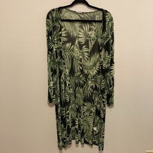 Punc Swim Coverup Cardigan Lightweight Size XL Green and Black Gothic